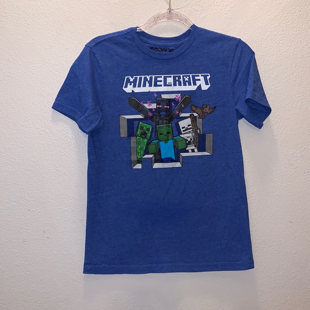 Mad Engine Mojang Minecraft Boys XL blue Short Sleeve Shirt